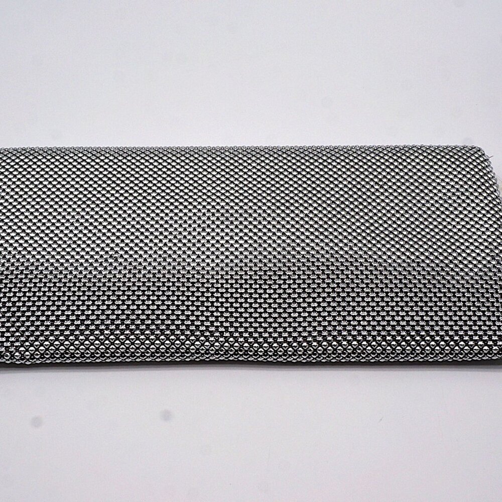 INC International Concepts HETHER Silver Shiny Mesh Clutch NEW - Picture 4 of 5